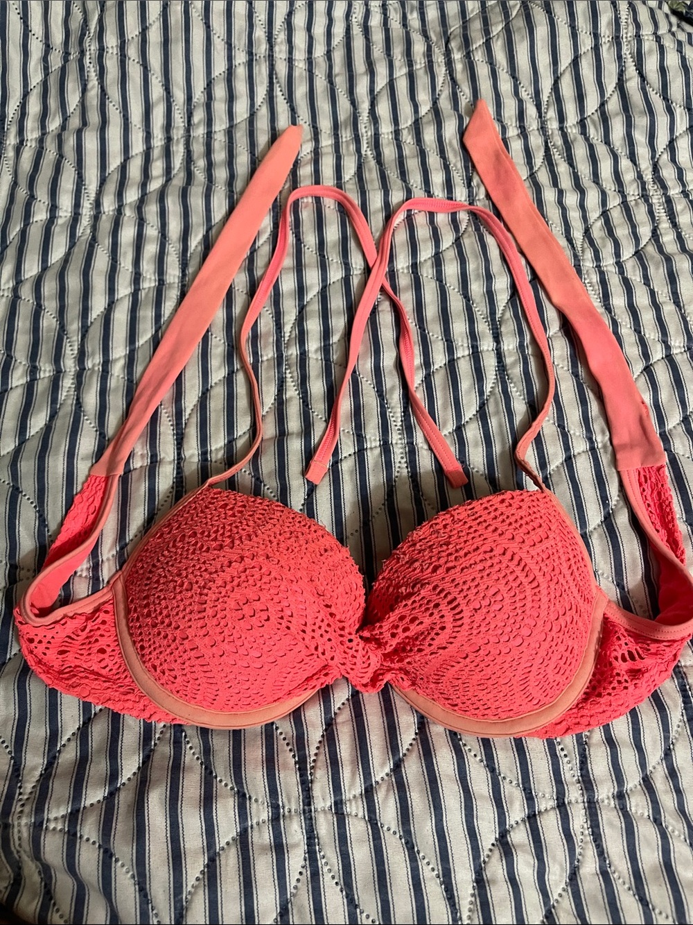 aerie Pink Crochet Push-Up Bikini Top